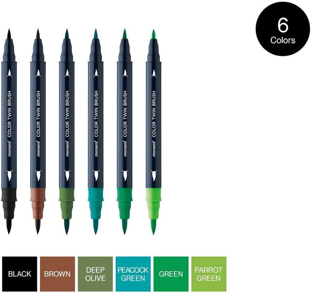 Monami Penne Color Twin Brush Pen Set - Forest