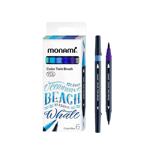 Monami Penne Color Twin Brush Pen Set - Ocean Blue