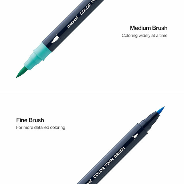 Monami Penne Color Twin Brush Pen Set - Ocean Blue