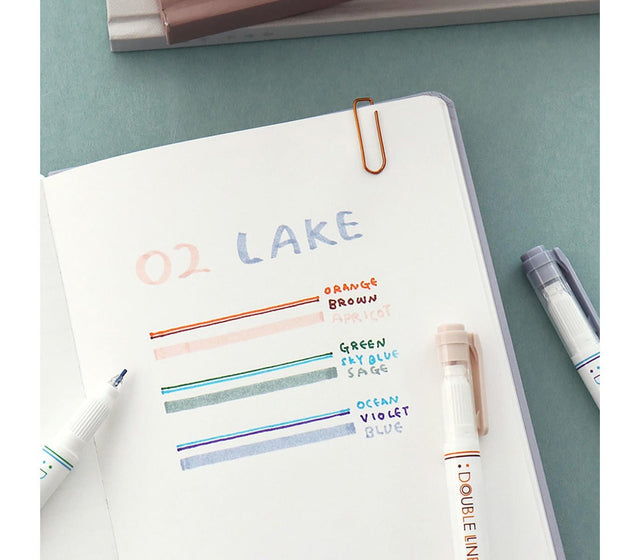 Iconic Penne Double Line + Highlighter Pens Lake- set da 3