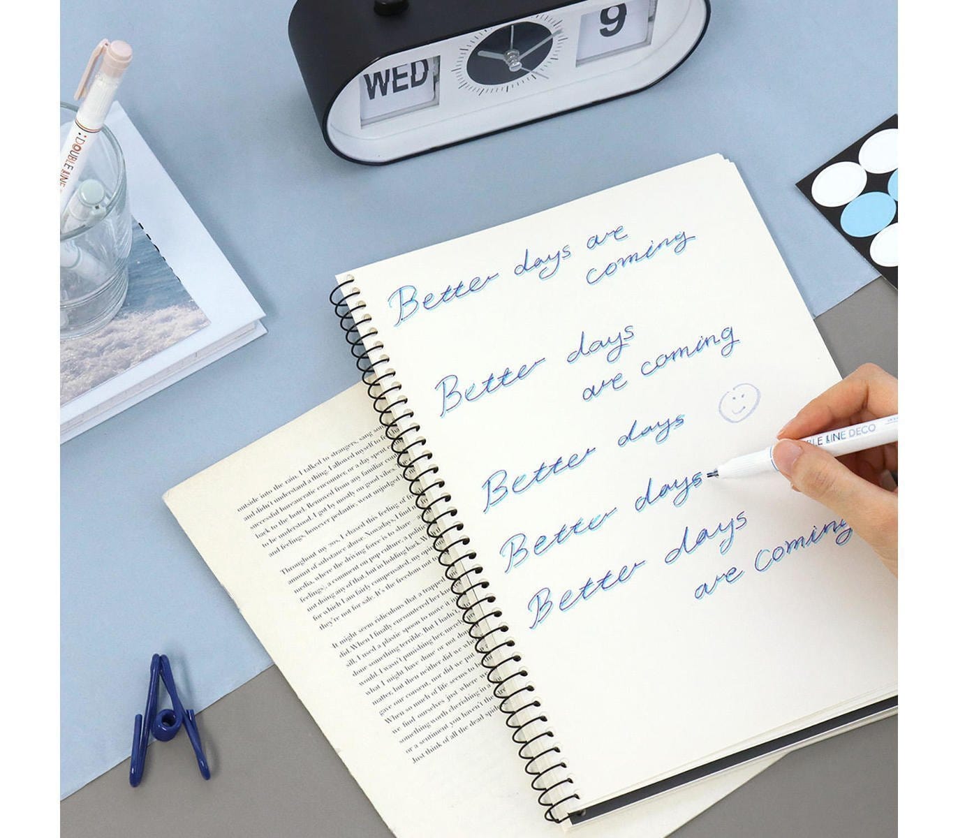 Iconic Penne Double Line + Highlighter Pens Lake- set da 3