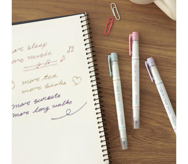 Iconic Penne Double Line + Highlighter Pens Spring- set da 3