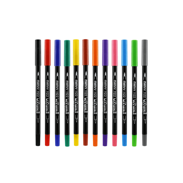 Marvy Penne Le Plume II - Brush pen & Fineliner - doppia punta