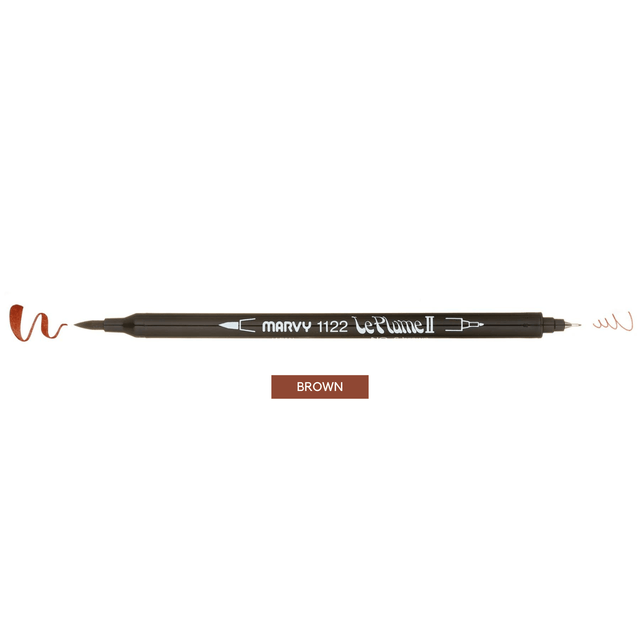 Marvy Penne BROWN Le Plume II - Brush pen & Fineliner - doppia punta
