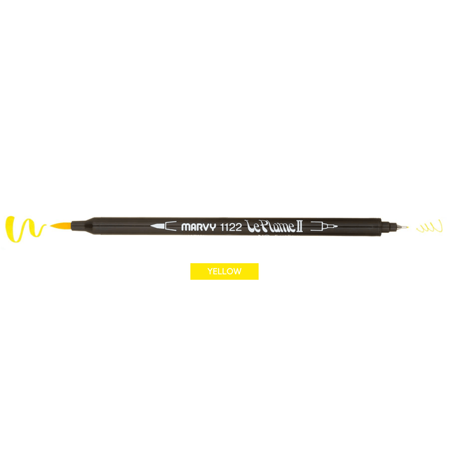 Marvy Penne YELLOW Le Plume II - Brush pen & Fineliner - doppia punta