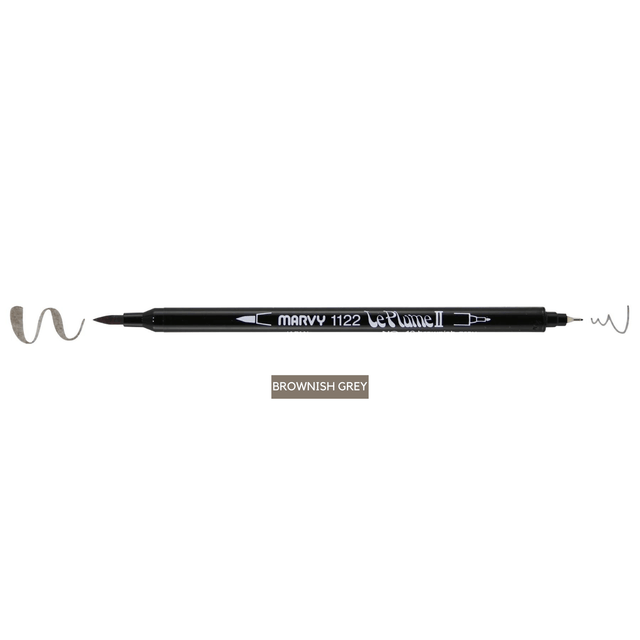 Marvy Penne BROWNISH GREY Le Plume II - Brush pen & Fineliner - doppia punta