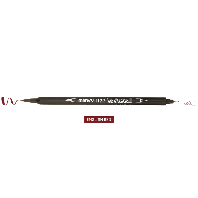 Marvy Penne ENGLISH RED Le Plume II - Brush pen & Fineliner - doppia punta