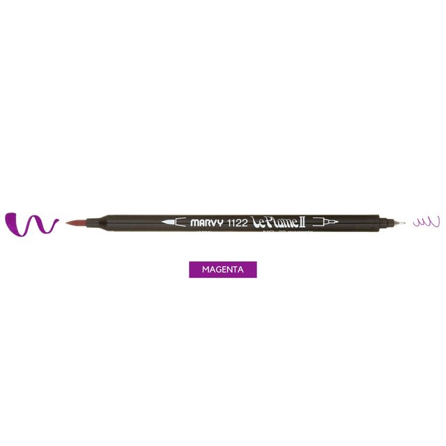 Marvy Penne MAGENTA Le Plume II - Brush pen & Fineliner - doppia punta