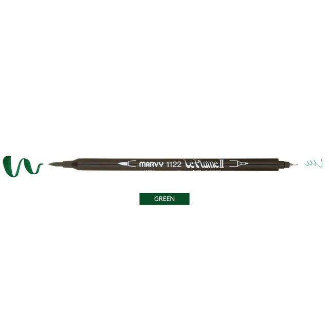 Marvy Penne GREEN Le Plume II - Brush pen & Fineliner - doppia punta