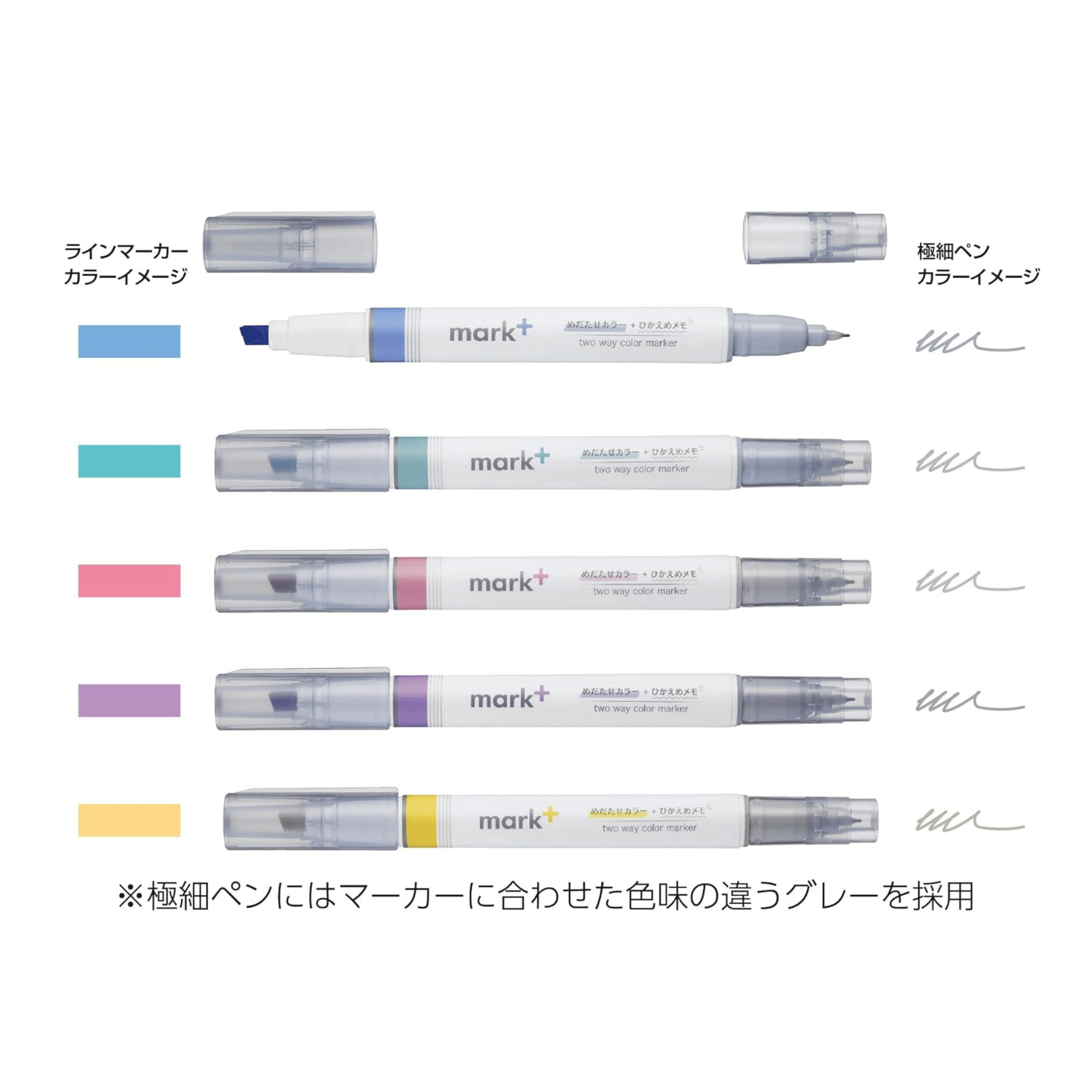 KOKUYO Penne Mark + 2 Way Marker - Set of 5 - Type 1