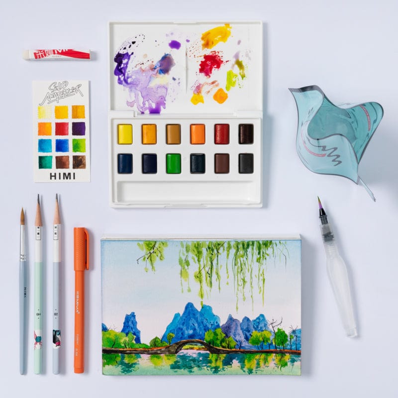 Himi Pittura Square Watercolor Kit - 12 colors