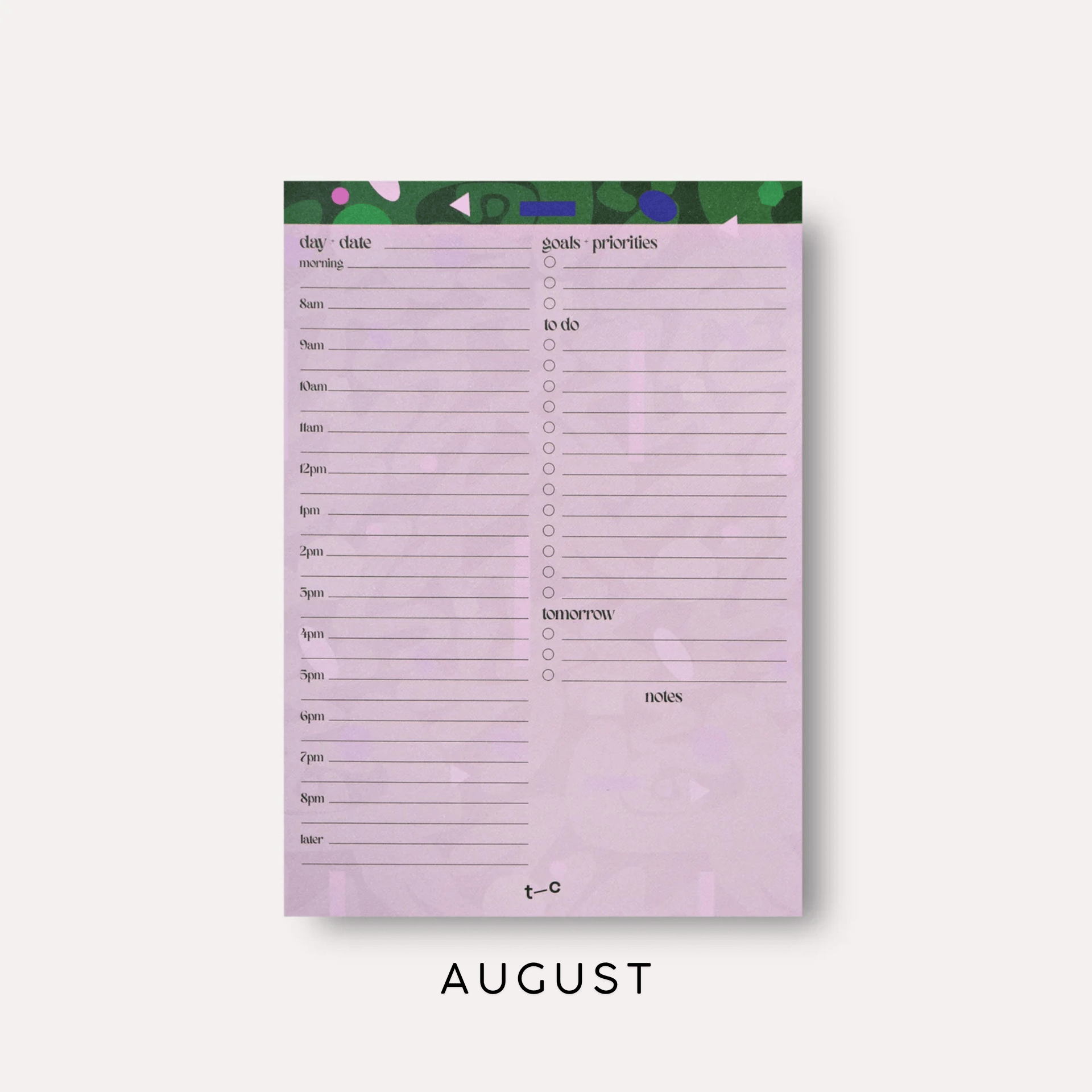 The Completist Planner AUGUST Daily Planner Pad