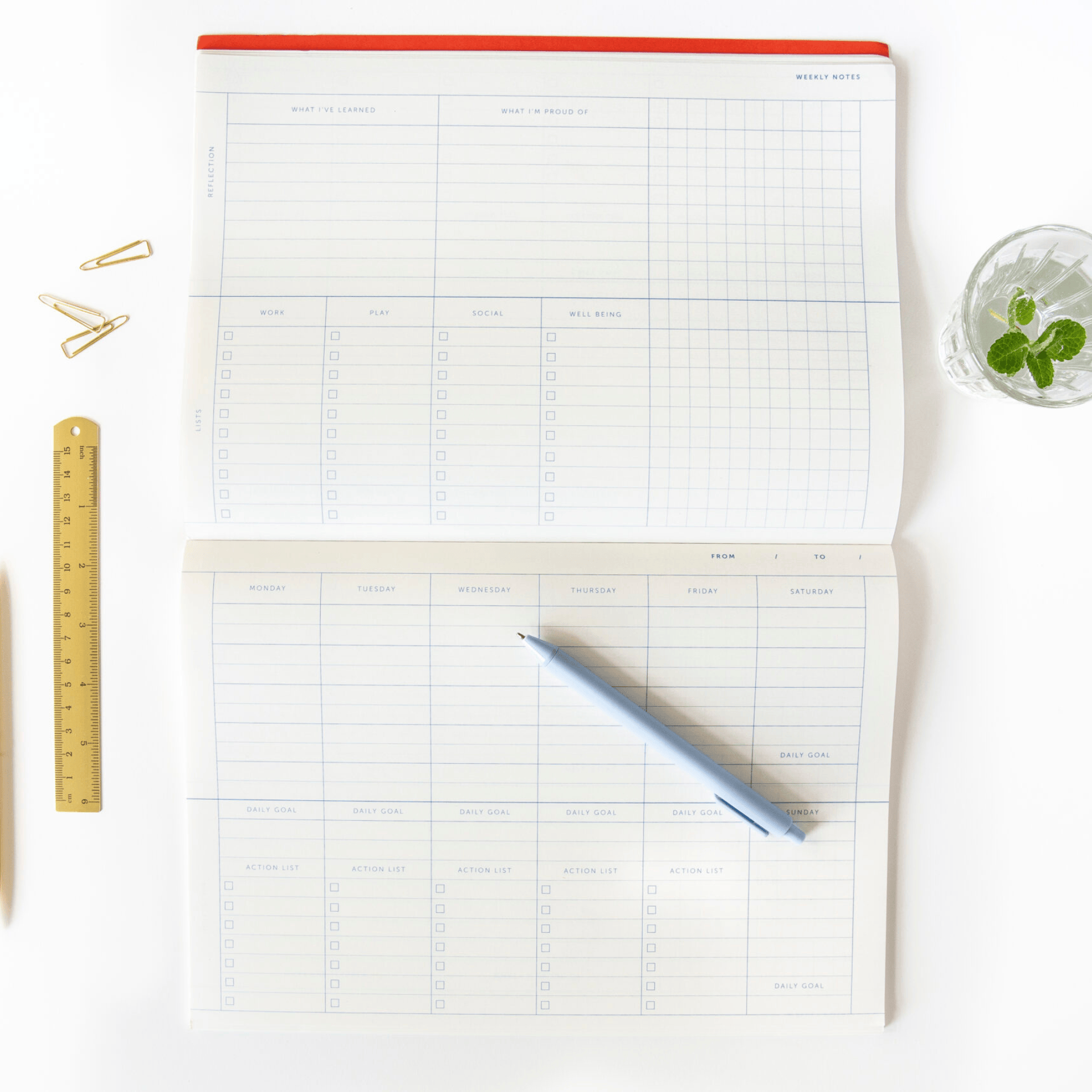 A-Journal Planner Desk Planner Toile de Jouy