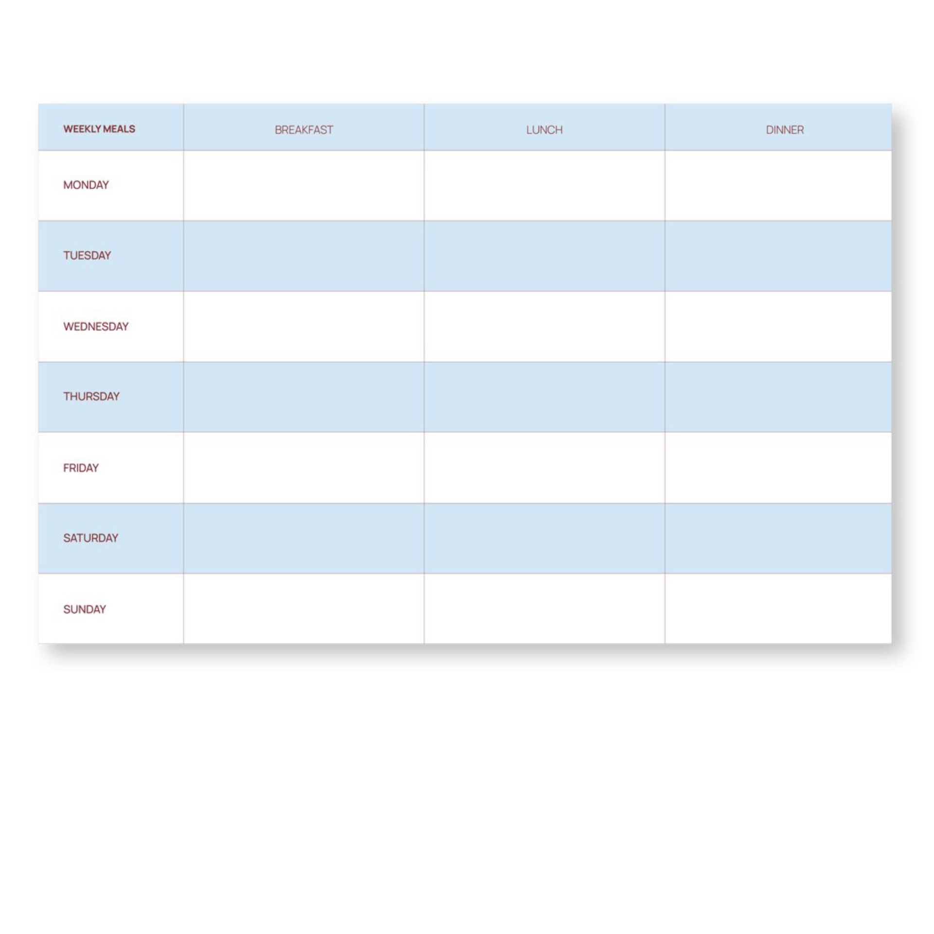 A-Journal Planner Meal Planner Blue&Red