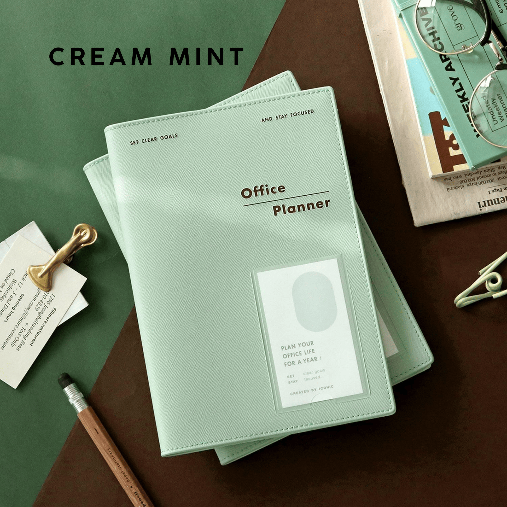 Iconic Planner CREAM MINT Office Planner