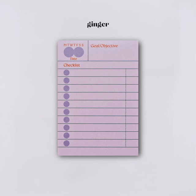 The Completist Planner Ginger Post it CheckList