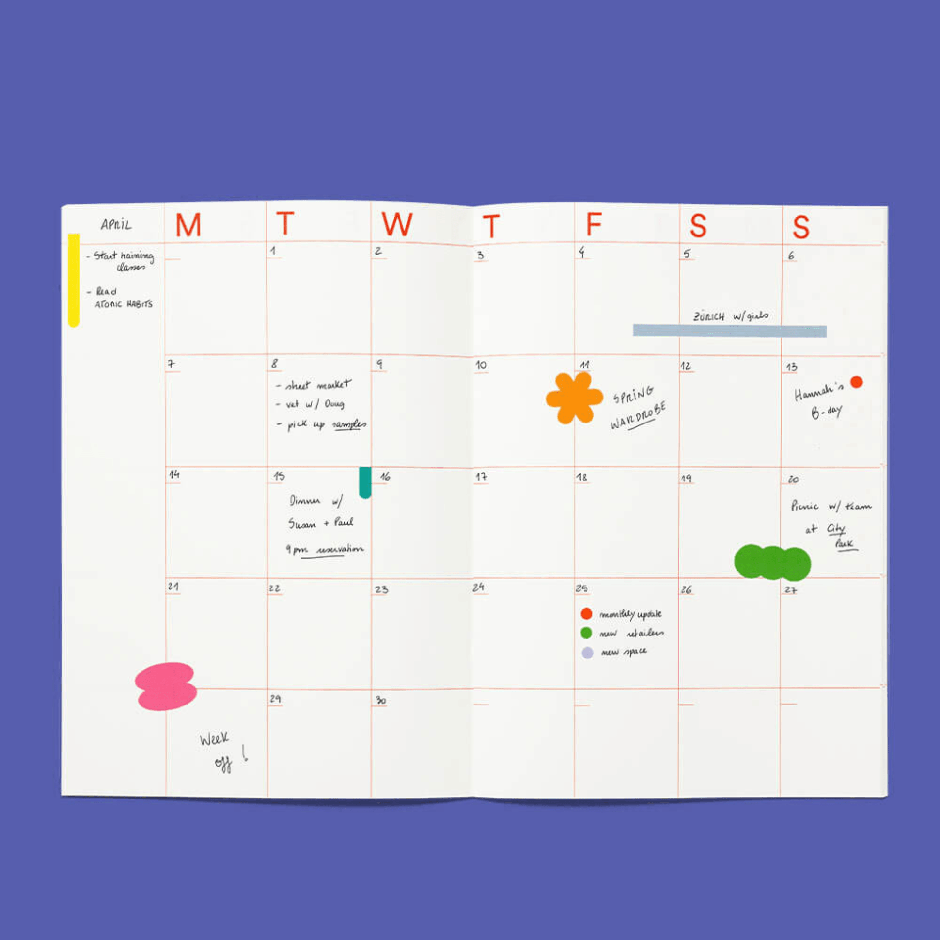 Mishmash Planner Undated Monthly Planner A4