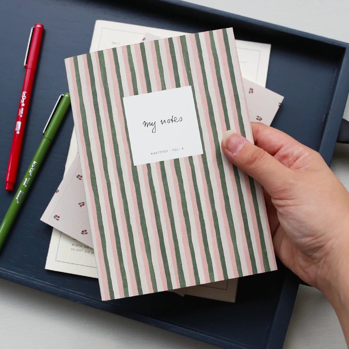 Kartotek Quaderni Mini Notebook Green Stripes