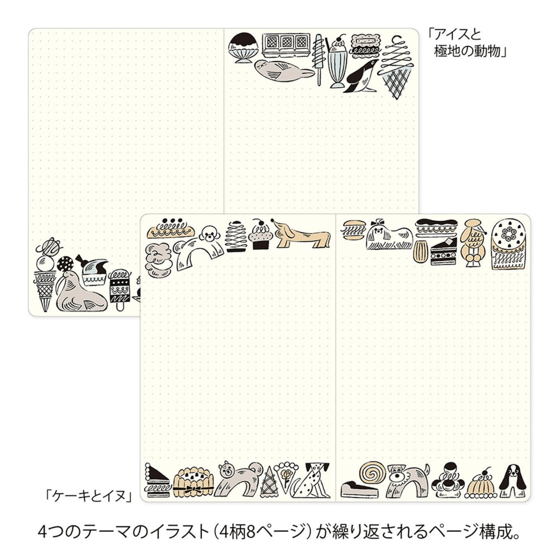 Midori Quaderni Notebook Yuru Log - Sweets & Animals