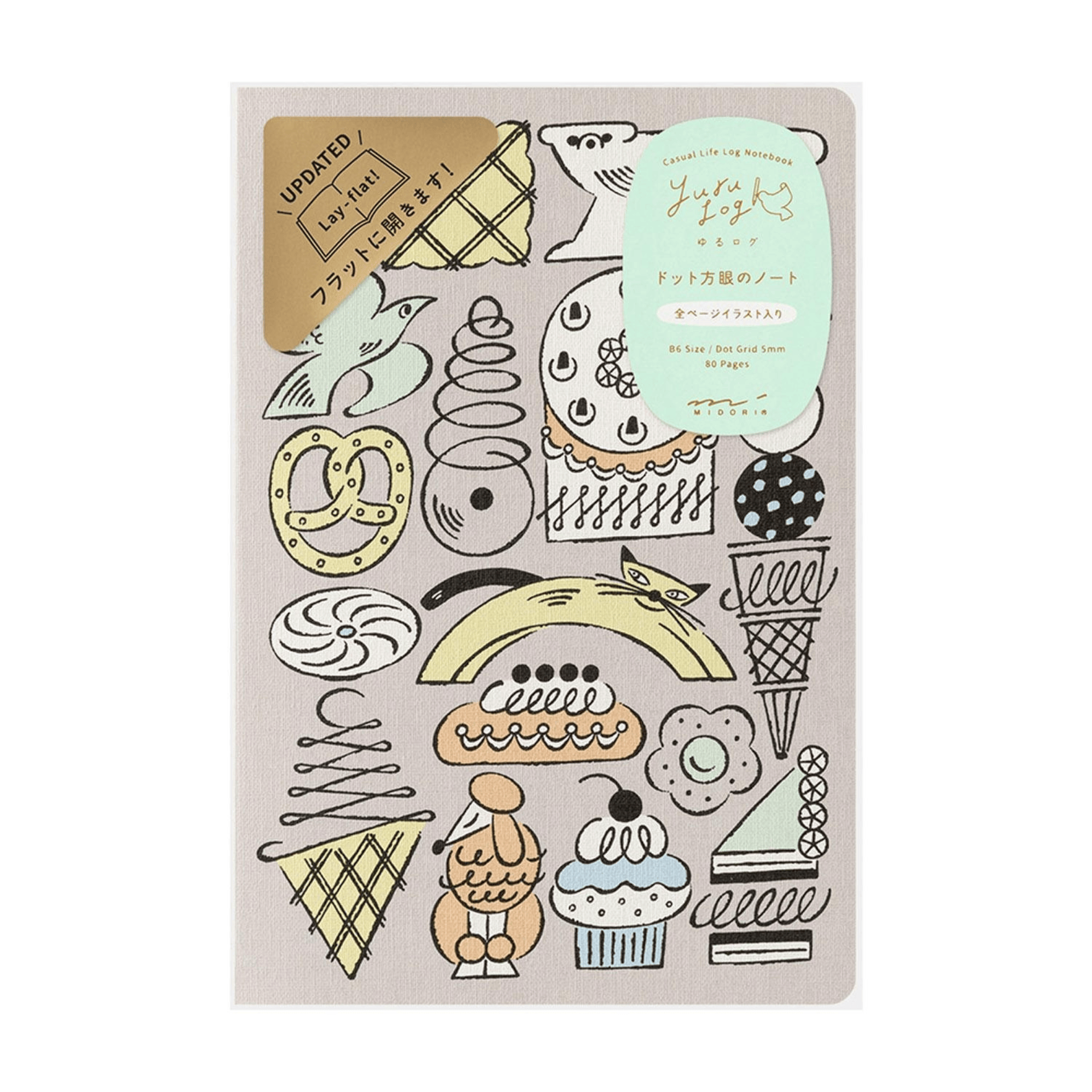 Midori Quaderni Notebook Yuru Log - Sweets & Animals