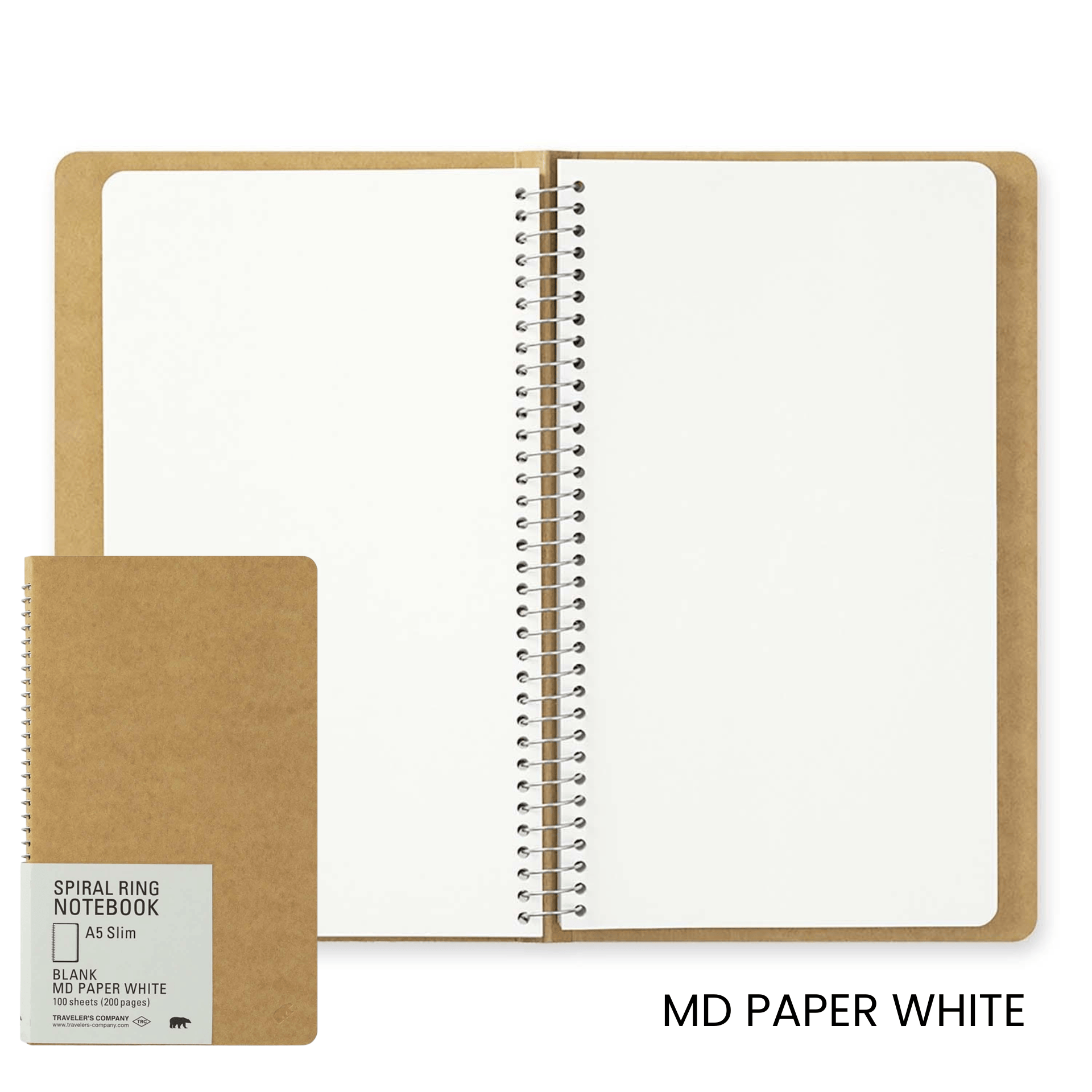 Traveler's Company Japan Quaderni CARTA MD WHITE Traveler's Spiral Ring Notebook - A5 SLIM
