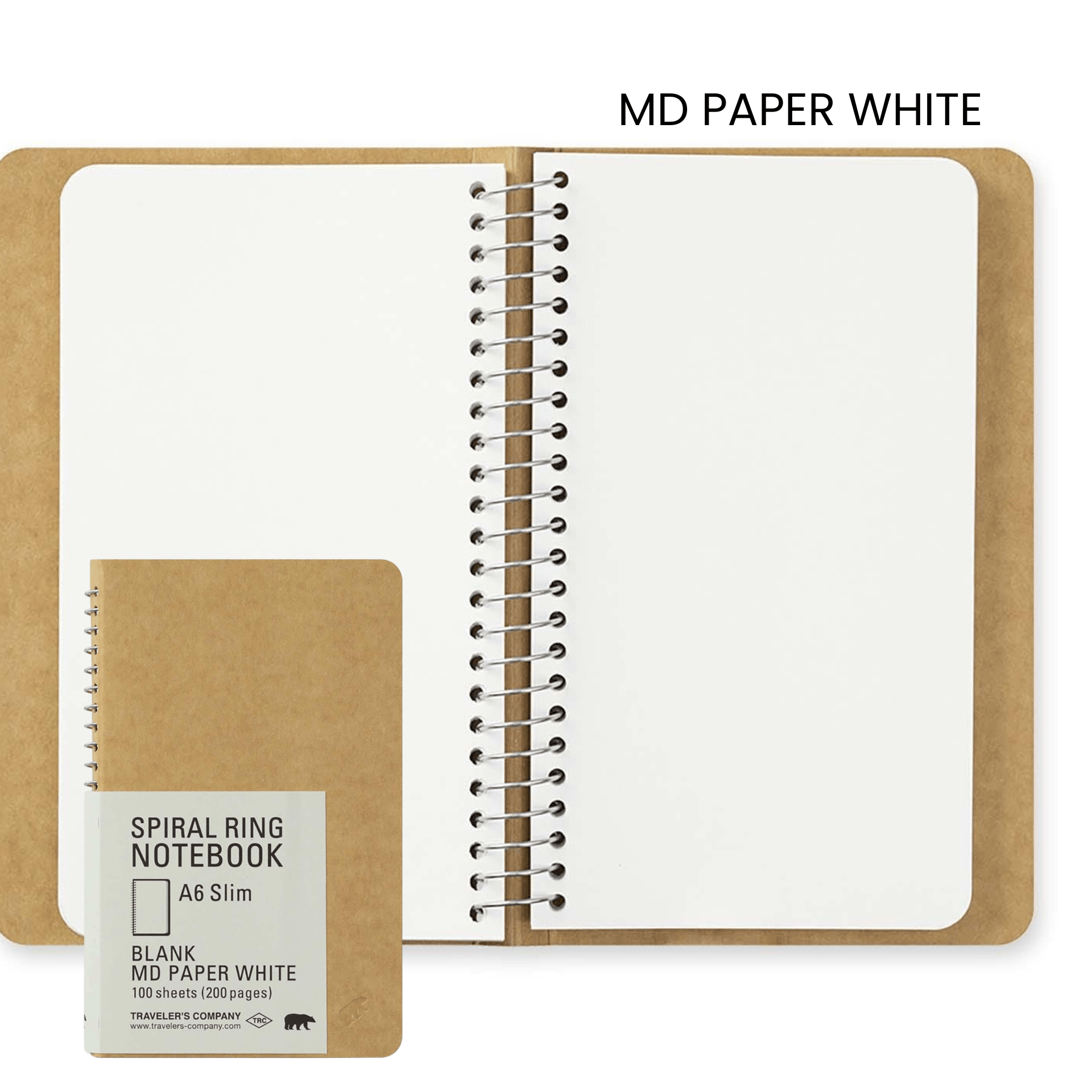 Traveler's Company Japan Quaderni CARTA MD WHITE Traveler's Spiral Ring Notebook - A6 SLIM