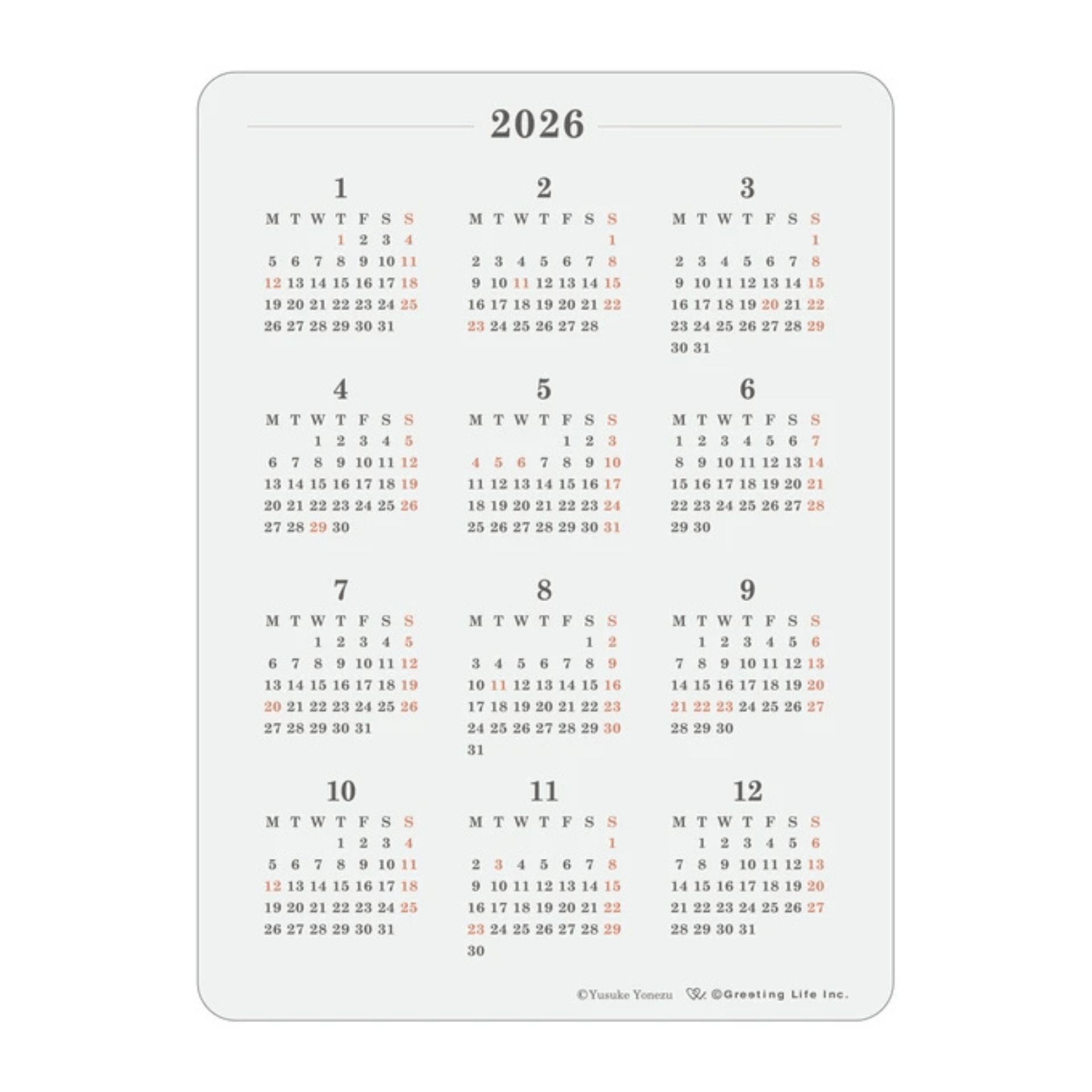 Greeting Life Stickers Diary Stickers 2026 Yusuke Yonezu