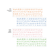 Iconic Stickers 01 BLUE ORANGE Doodle Alphabet Kiss-cut Tape