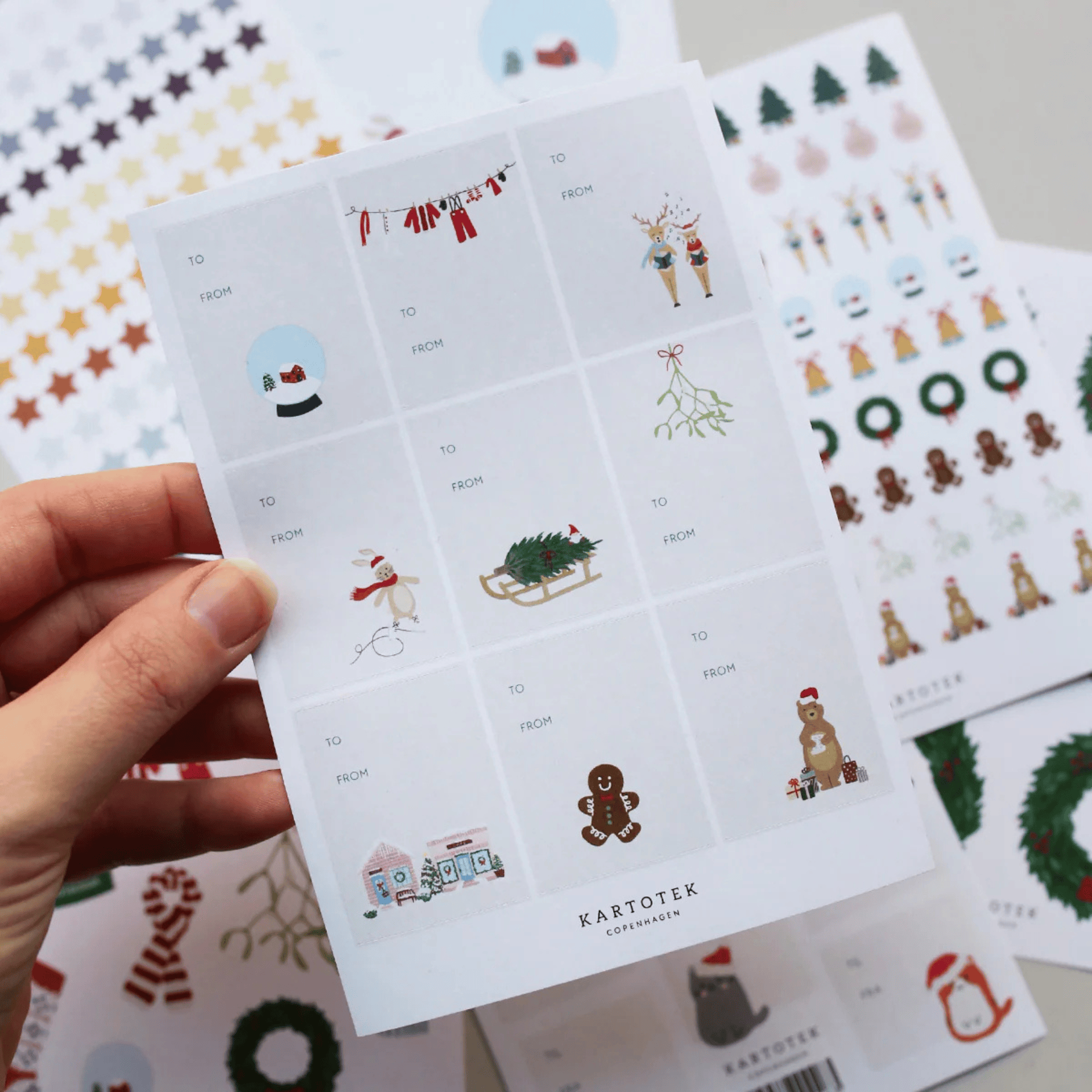 Kartotek Stickers Gift Tag Stickers Christmas Grid