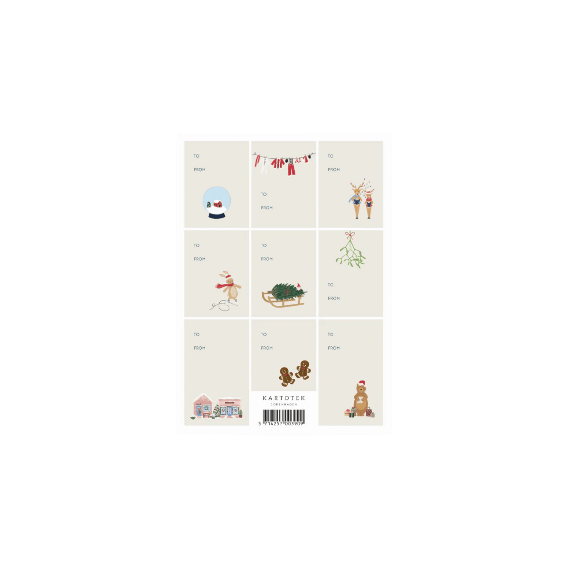 Kartotek Stickers Gift Tag Stickers Christmas Grid