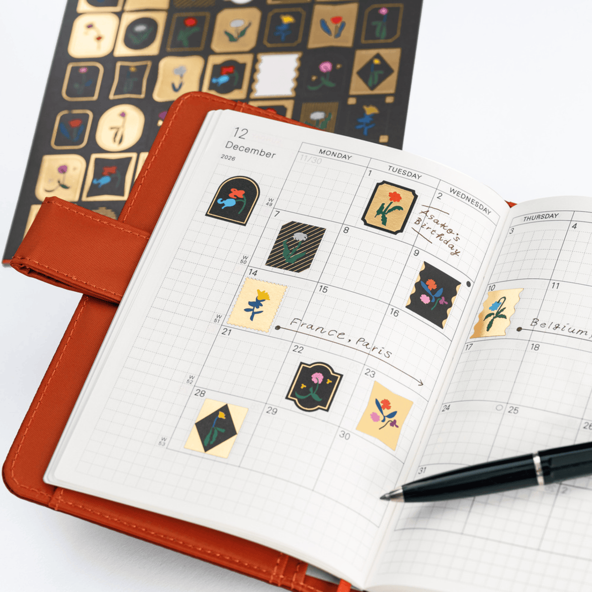 Hobonichi Stickers Hobonichi Accessories - Foil-Stamped Stickers (Petit Bloom)