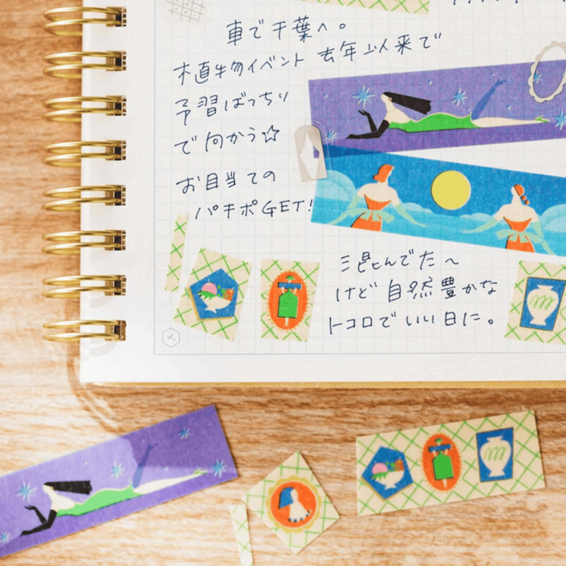 King Jim Hitotoki Stickers KITTA Collage Washi Tape - Planet