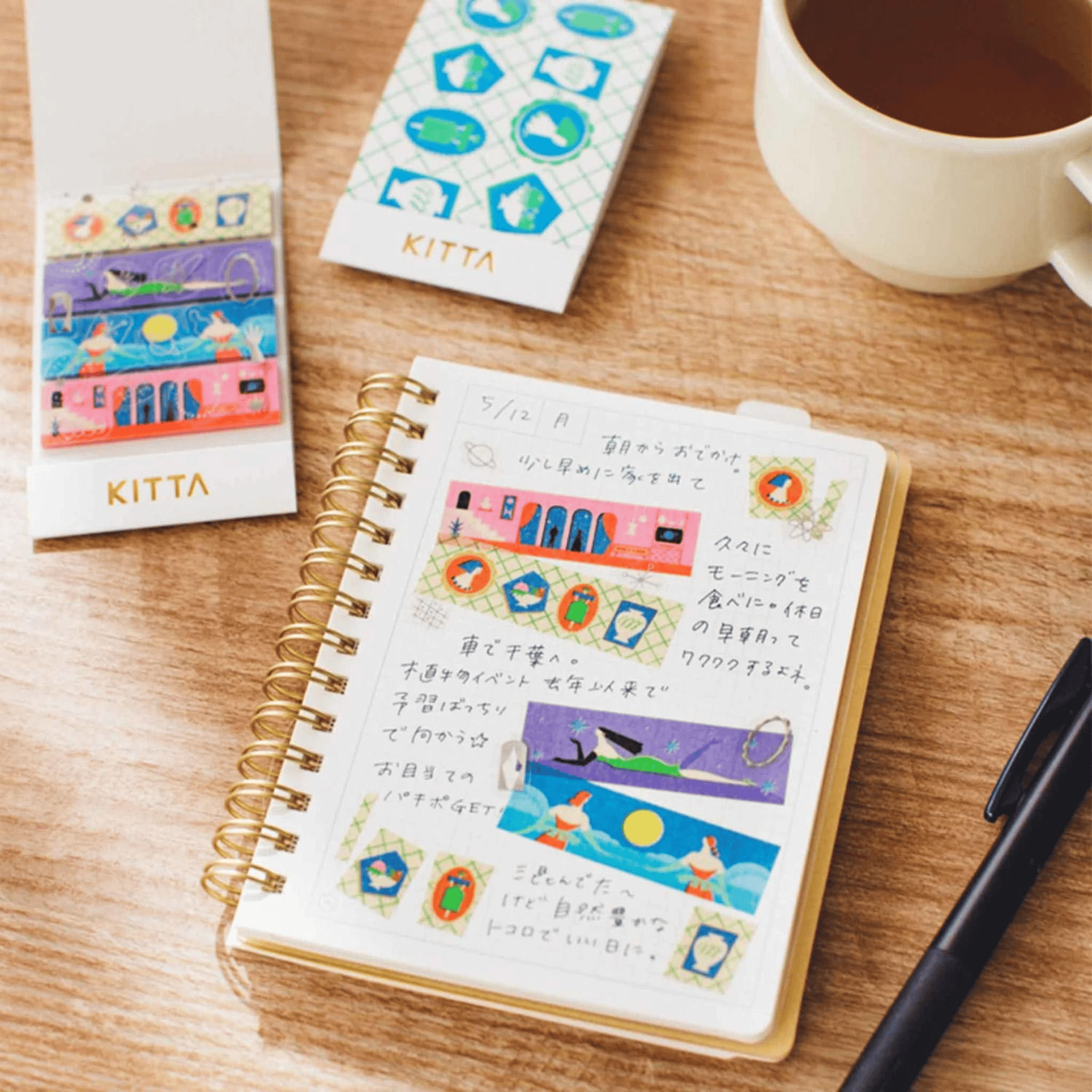 King Jim Hitotoki Stickers KITTA Collage Washi Tape - Planet