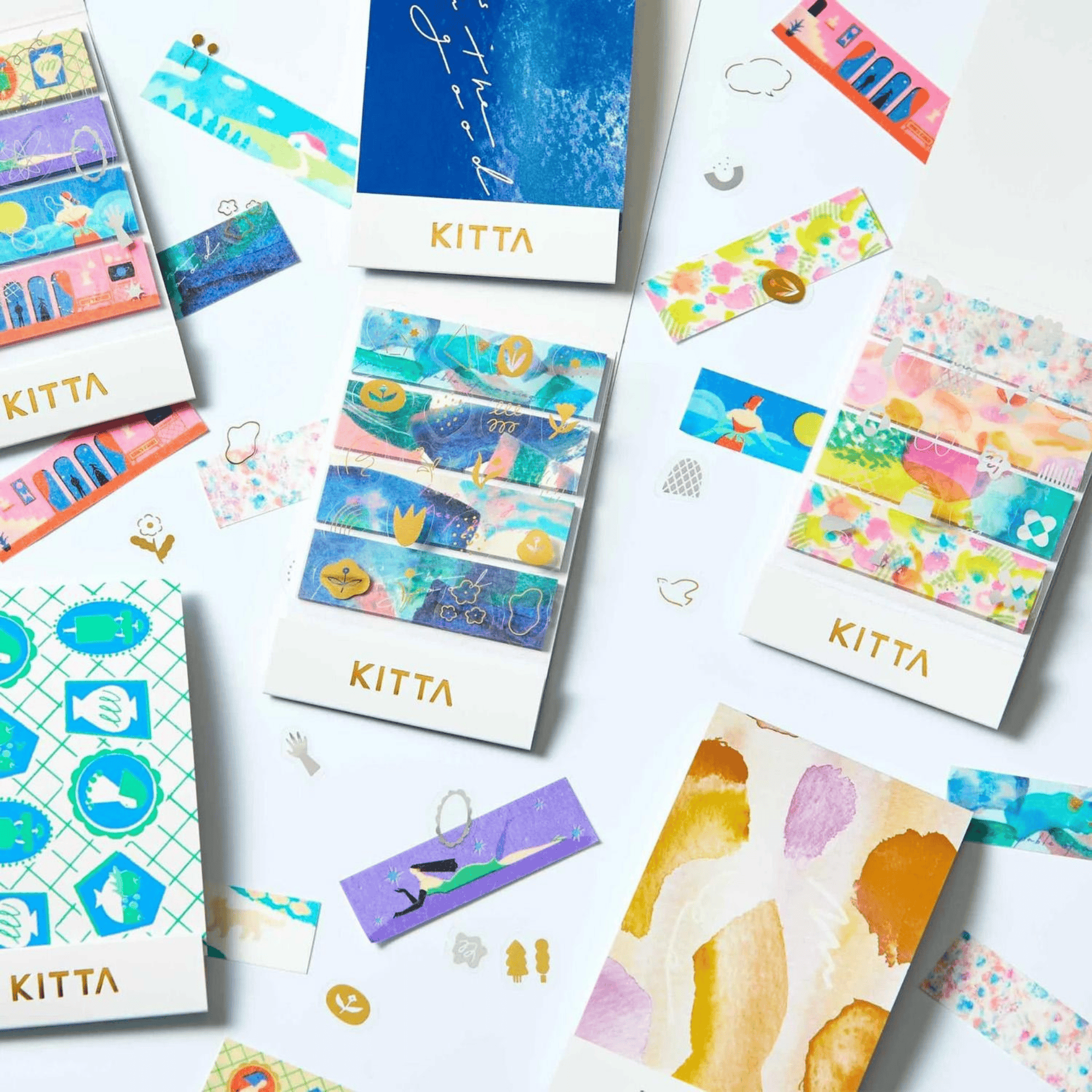 King Jim Hitotoki Stickers KITTA Collage Washi Tape - Watercolor