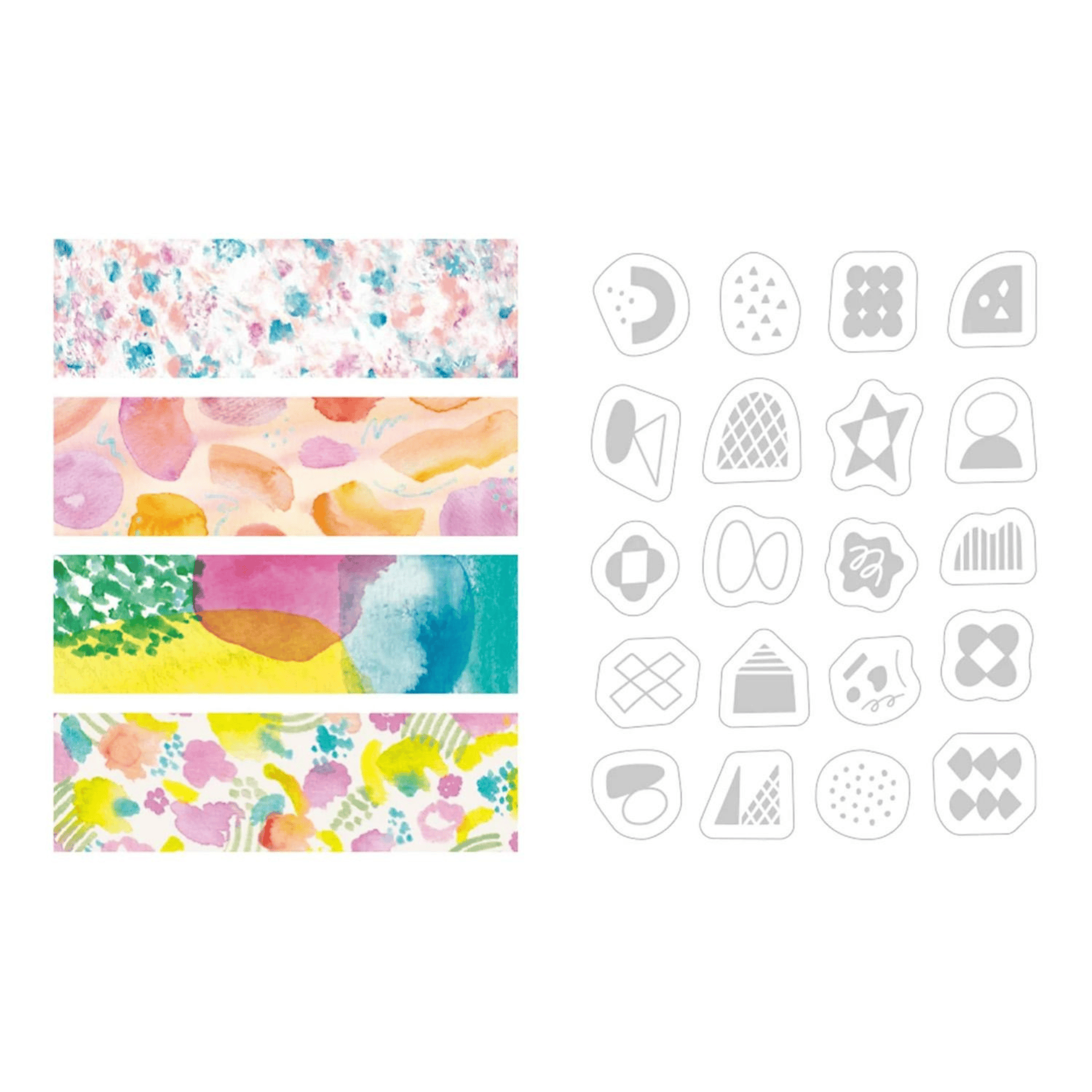 King Jim Hitotoki Stickers KITTA Collage Washi Tape - Watercolor
