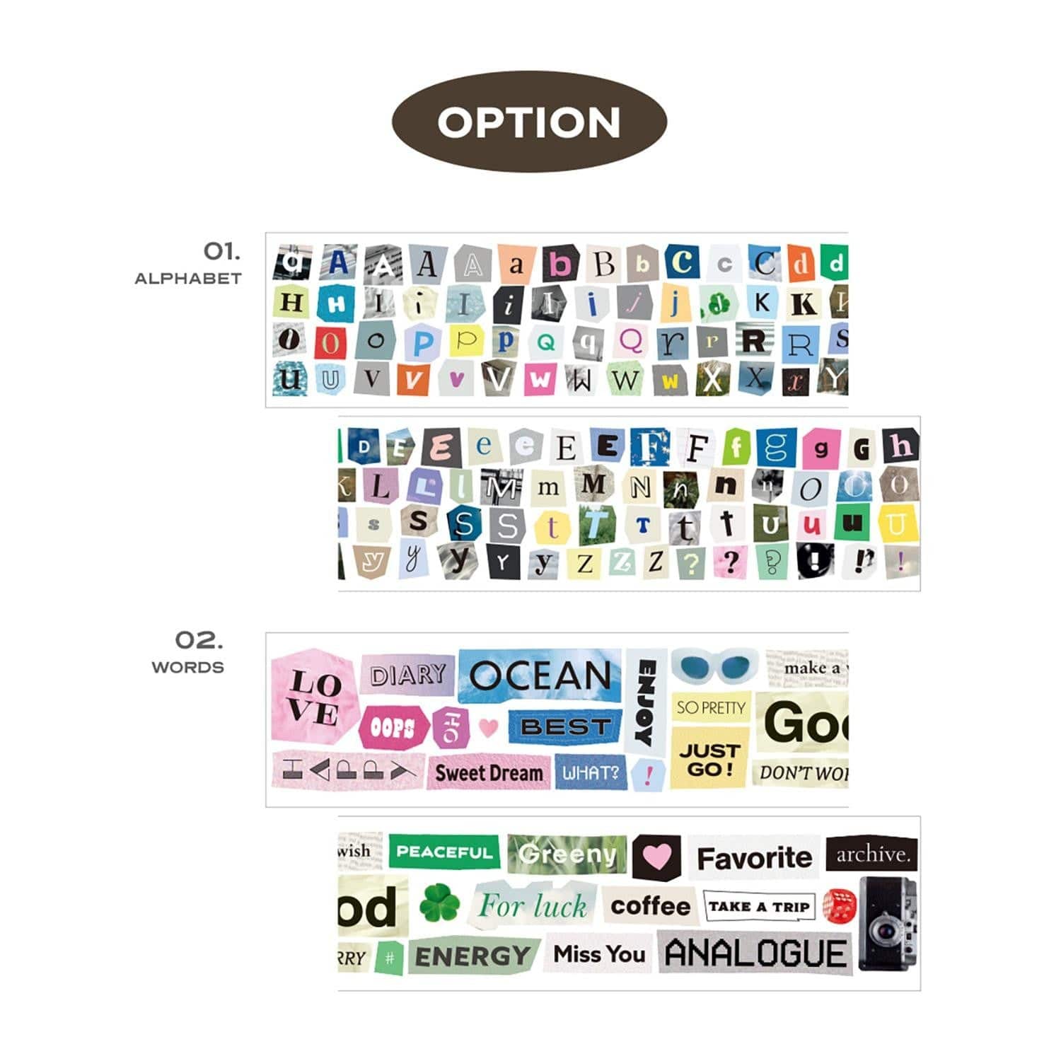 Iconic Stickers 01 ALPHABET Magazine Collage Stickers