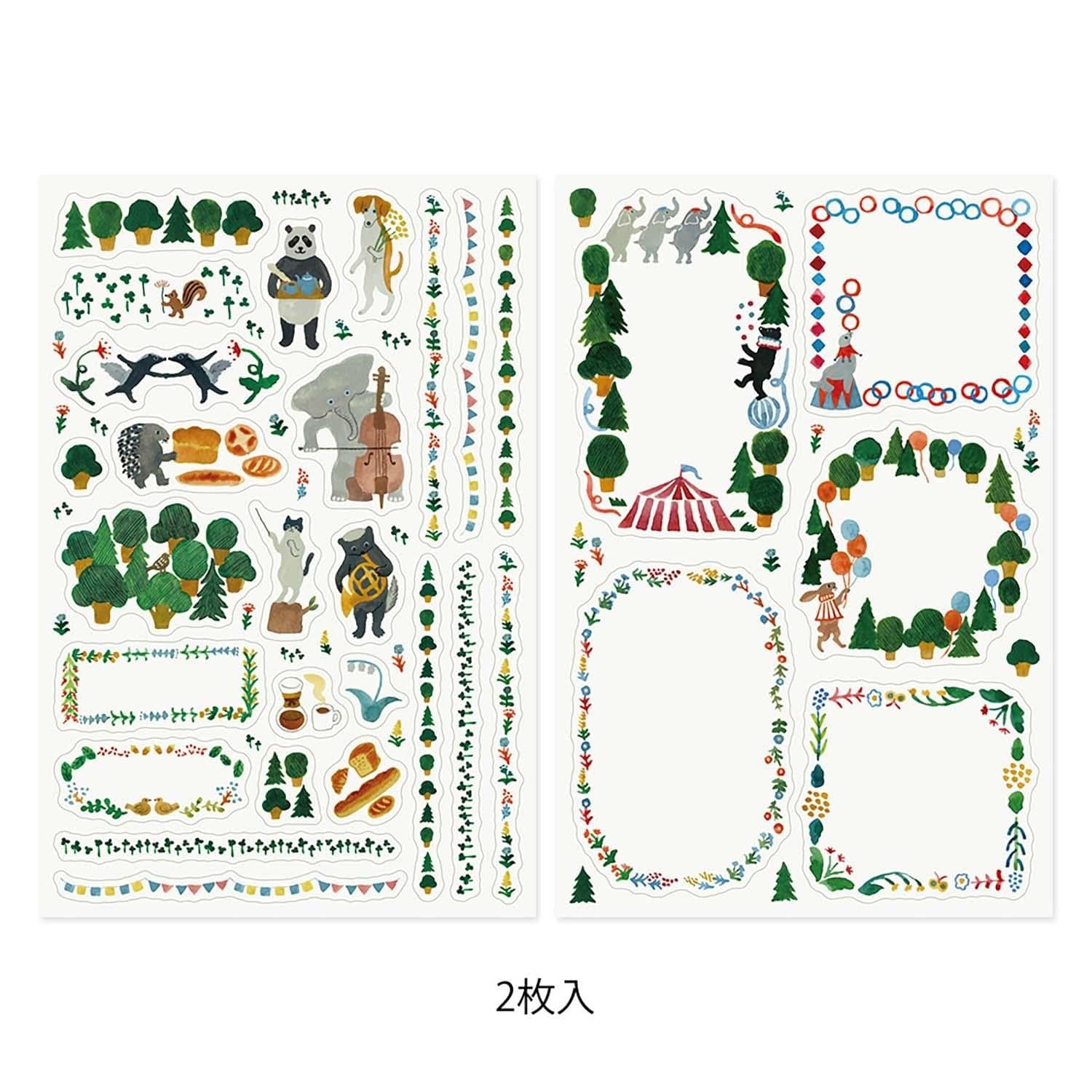 Midori Stickers Midori Stickers Yuru Log Forest Animal