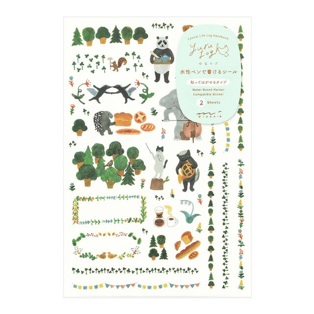 Midori Stickers Midori Stickers Yuru Log Forest Animal