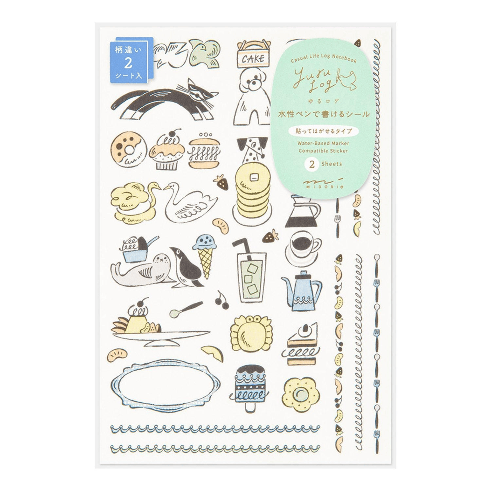 Midori Stickers Midori Stickers Yuru Log - Sweets & Animals