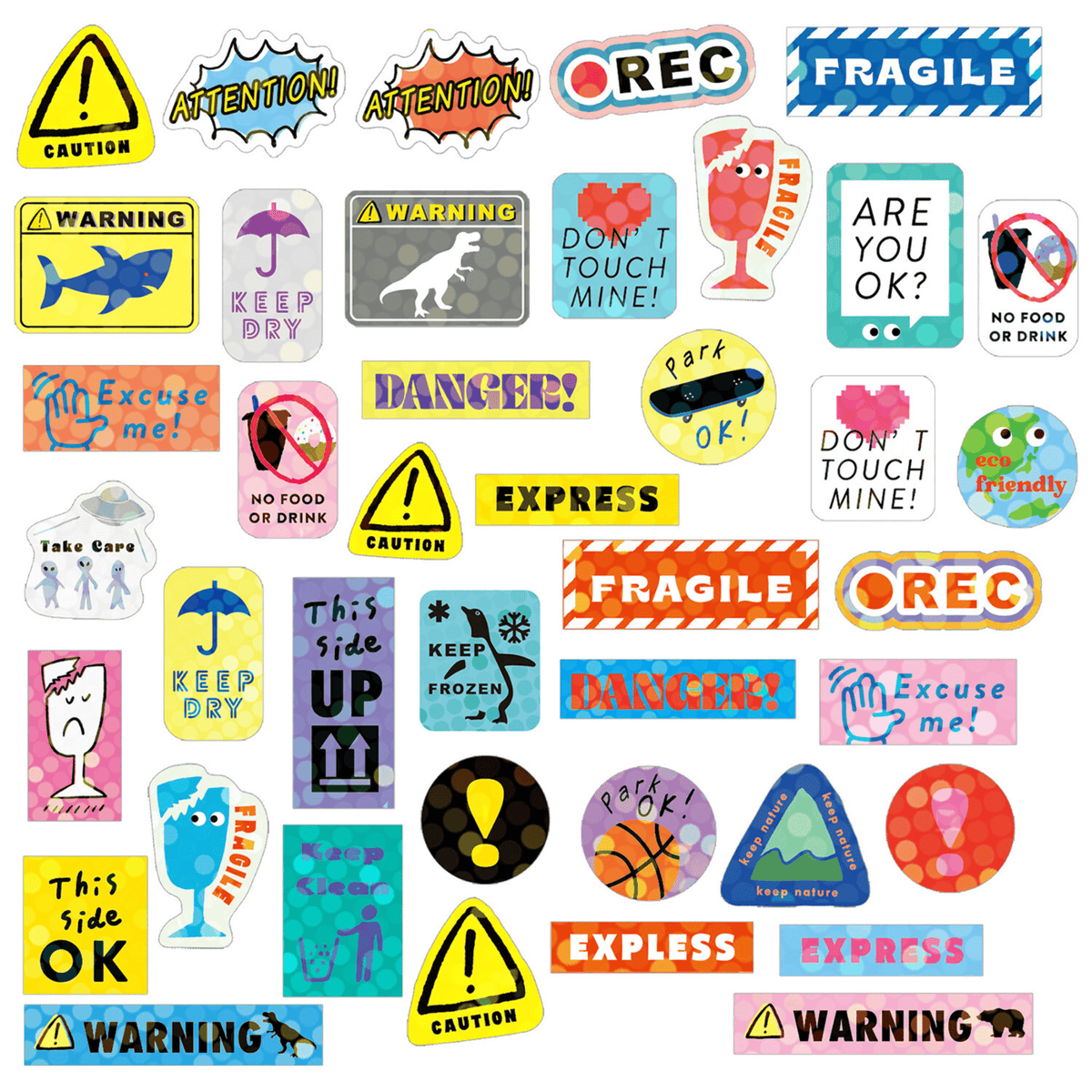 Greeting Life Stickers Mini Decoration Sticker Box - Caution