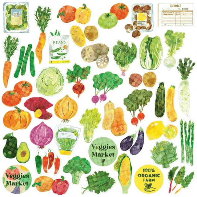 Greeting Life Stickers Mini Decoration Sticker Box - Veggies Market