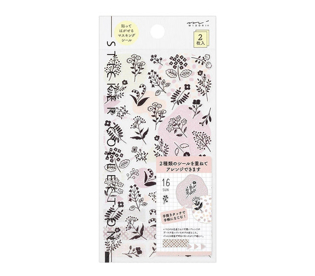 Midori Stickers Stickers Midori Monotone Flowers