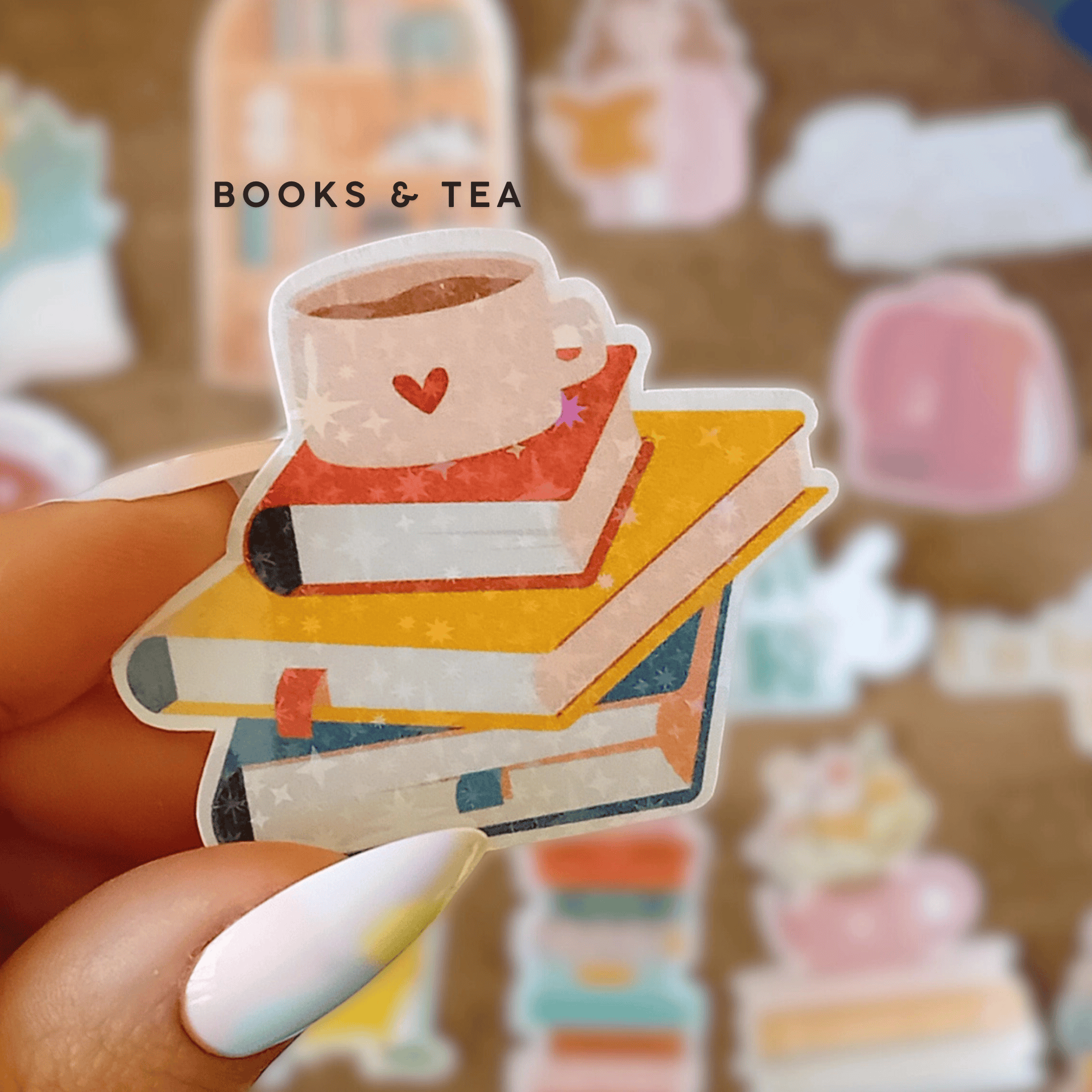 La baleine qui embosse Stickers BOOKS & TEA Stickers Olografici Books Lovers