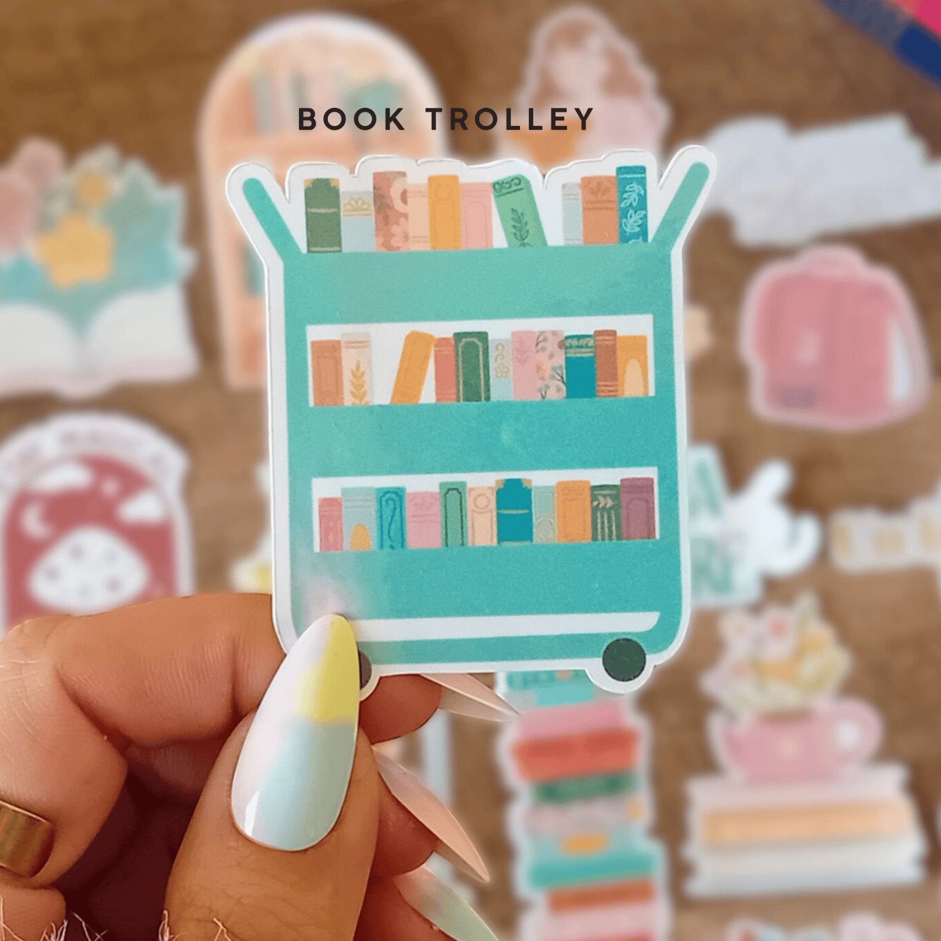 La baleine qui embosse Stickers BOOK TROLLEY Stickers Olografici Books Lovers
