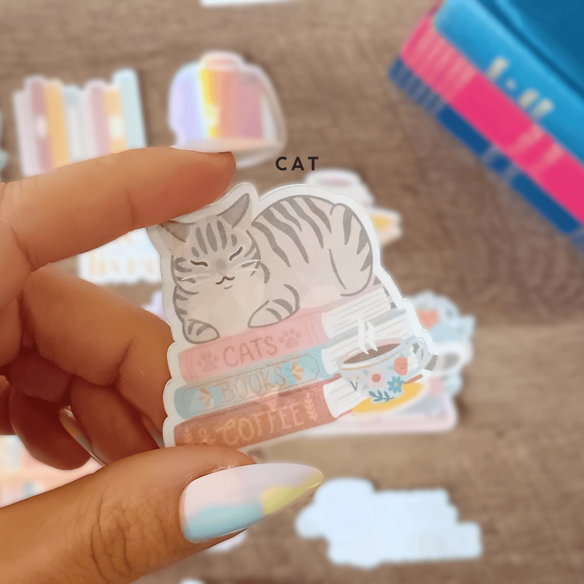 La baleine qui embosse Stickers CAT Stickers Olografici Books Lovers