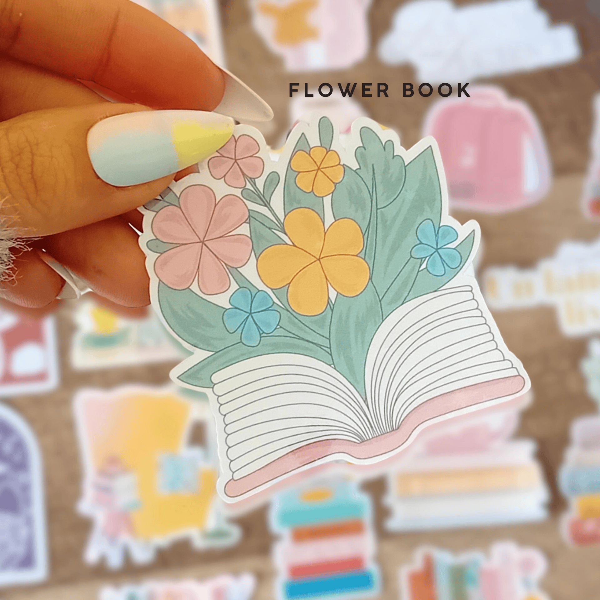 La baleine qui embosse Stickers FLOWER BOOK Stickers Olografici Books Lovers