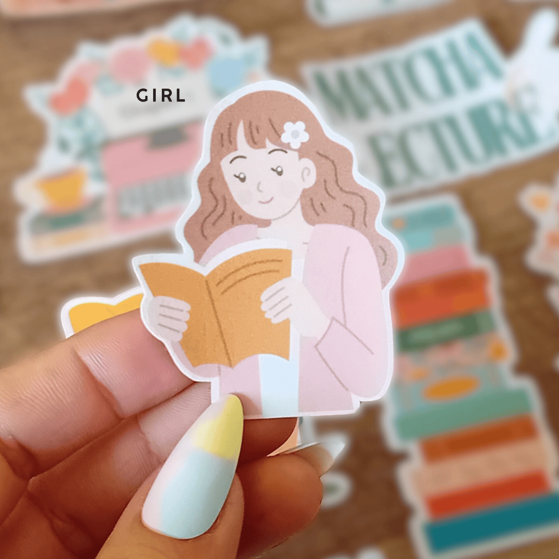 La baleine qui embosse Stickers GIRL Stickers Olografici Books Lovers