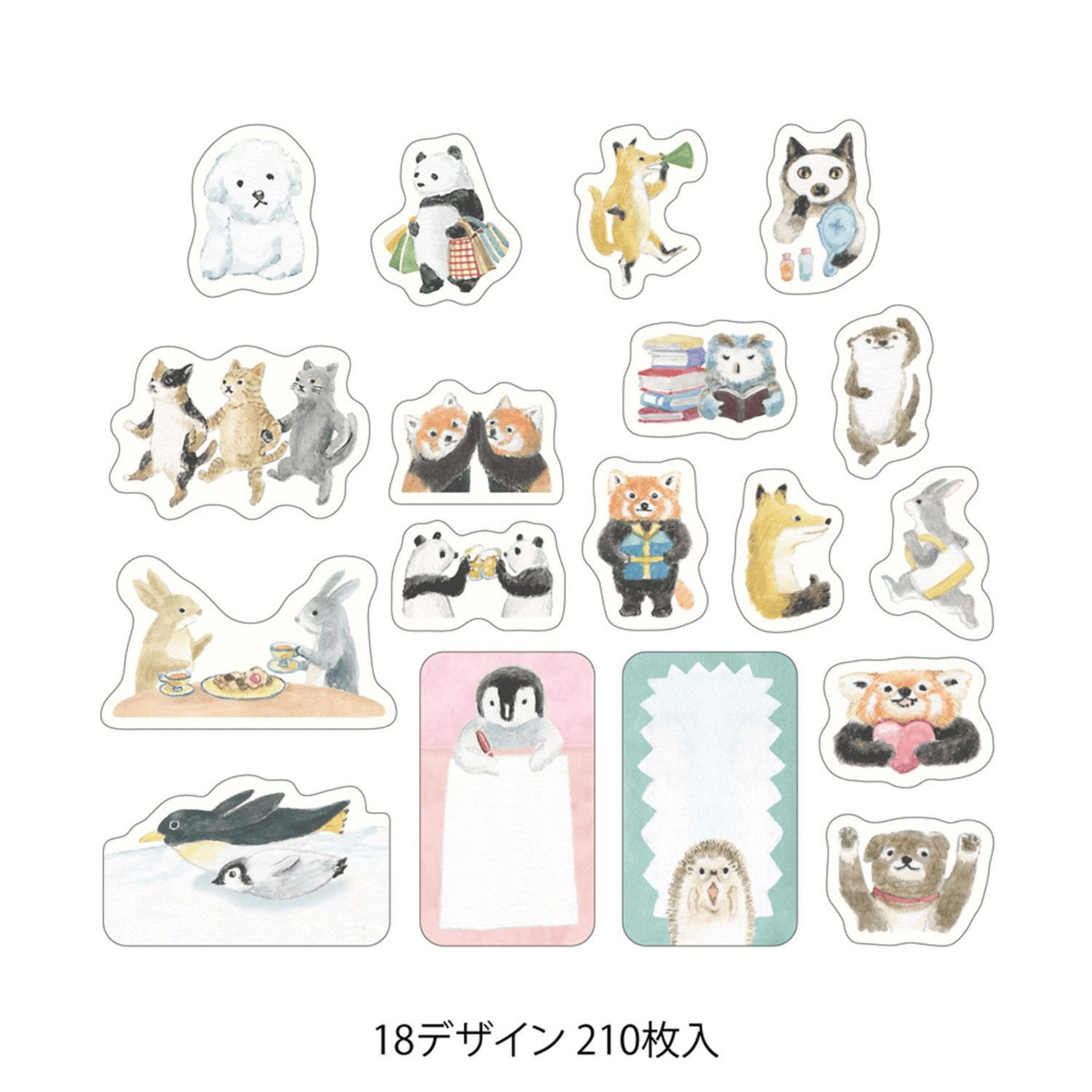 Midori Stickers Stickers Roll Yuru Log - Animal Emotions