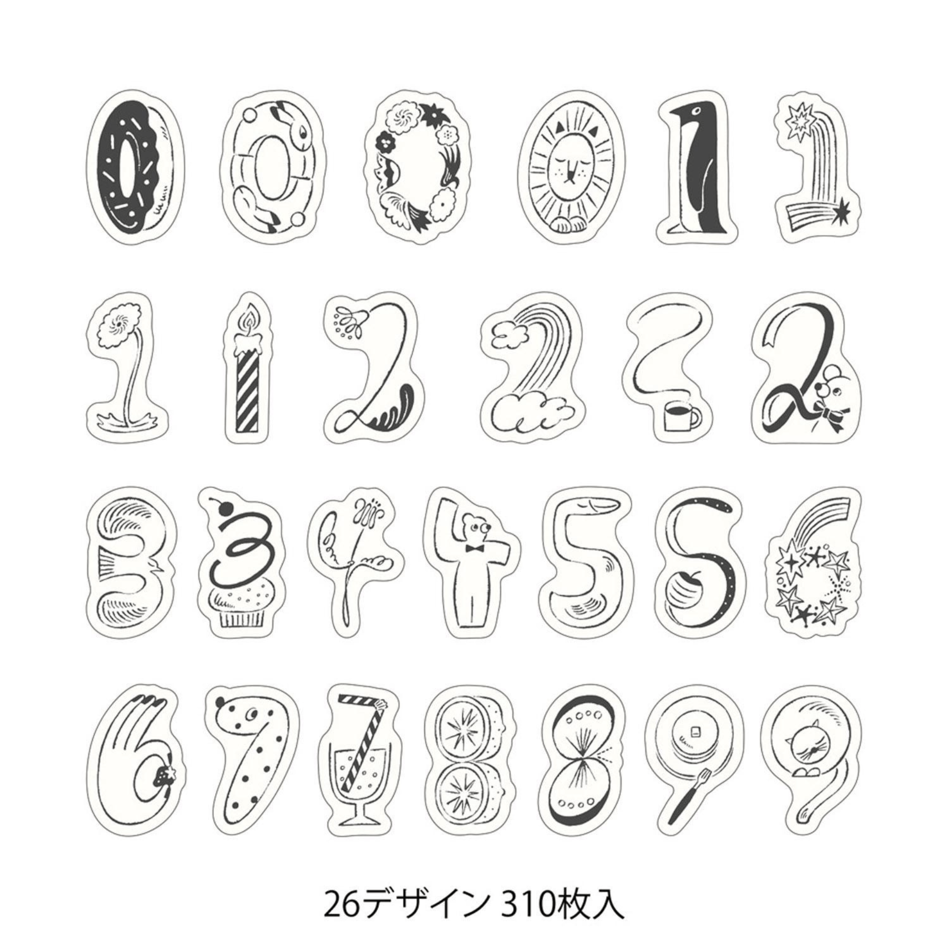 Midori Stickers Stickers Roll Yuru Log - Numbers