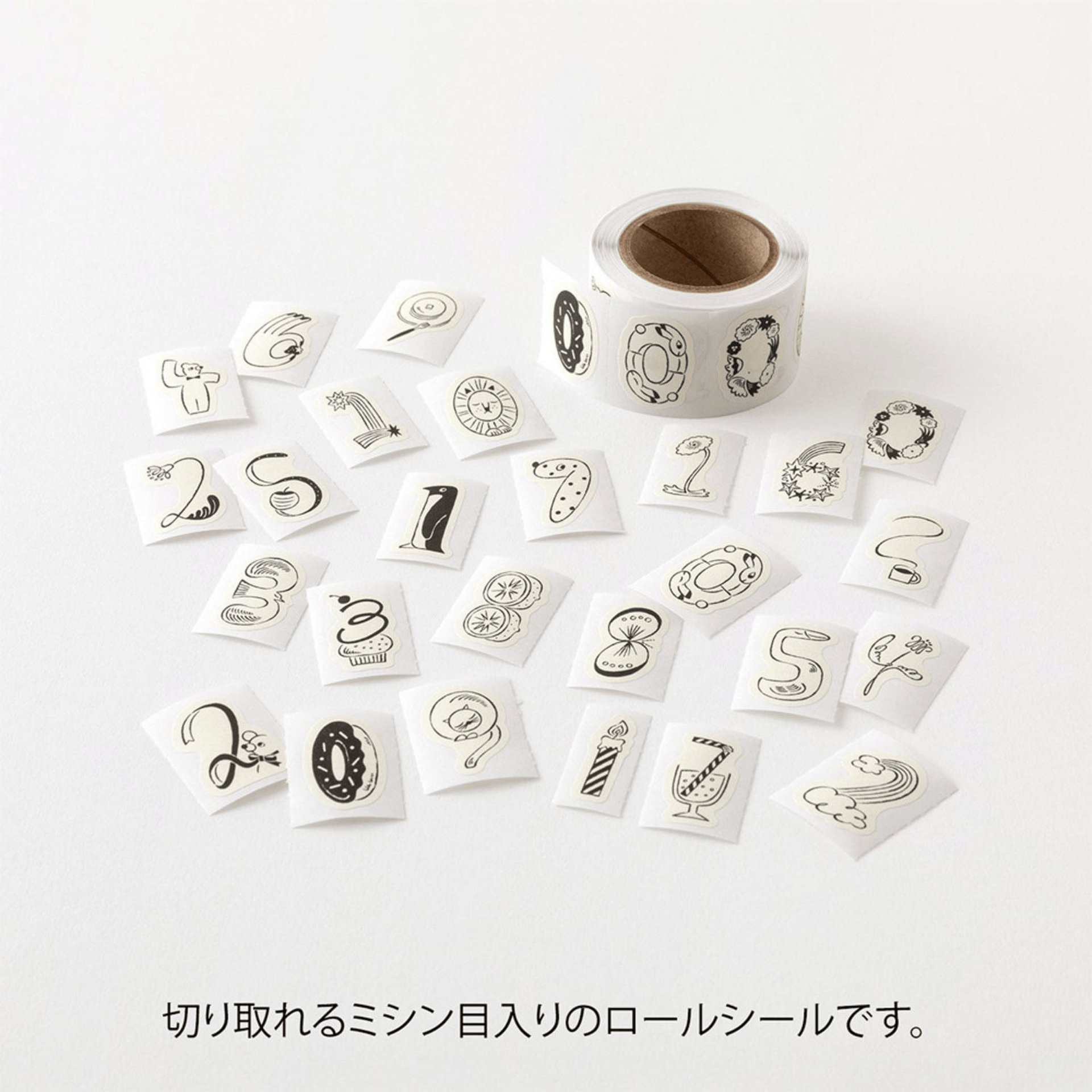 Midori Stickers Stickers Roll Yuru Log - Numbers